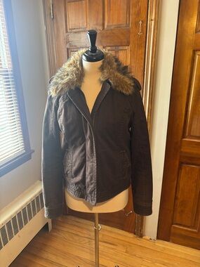 Abercrombie Women’s Brown Faux-Fur Collar Jacket